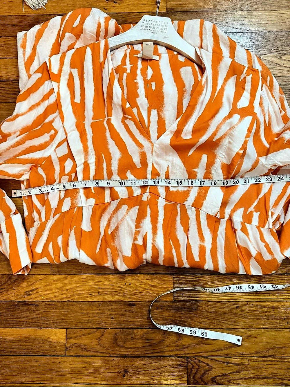H&M Orange Cream Abstract Print Flowy Maxi Dress Size L - Picture 14 of 16